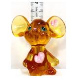 Fenton amber mouse figure w/ hearts