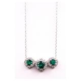 Emerald 3 stone necklace, lab created