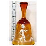 Amber Mary Gregory style bell w/ child walking