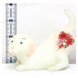 Fenton white satin puppy with roses