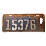 1932 Georgia license plate