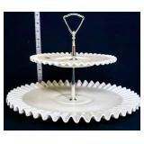 Fenton milk glass hobnail 2 tier tidbit tray