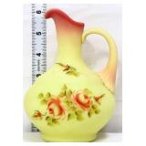 Fenton burmese 6in pitcher w/ roses