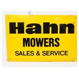 Vntg metal 24x16 Hahn Mowers adv sign