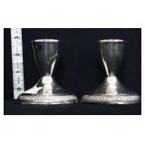 Pair weighted sterling candleholders