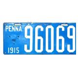 1915 porcelain Pennsylvania license plate