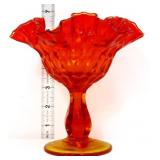 Fenton 6in amberina thumbprint open compote