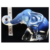 Clear opalescent elephant figure, signed AIG