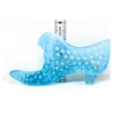 Fenton blue opalescent hobnail shoe