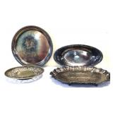 Lot of 4 silver plate trays