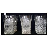 6 vntg clear pineapple floral glasses