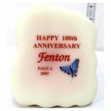 Fenton burmese 100th Anniv. paperweight, glows