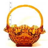 Fenton amber thumbprint basket