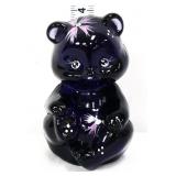 Fenton black teddy bear with pink flowers