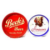 Lot of 2 round beer adv trays