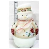 Fenton white snowman fairy lamp with roses