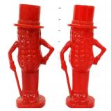 Pair vntg red Mr Peanut figural salt/pepper set