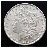 1889 Morgan silver dollar
