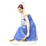 Vintage Royal Dux seated woman in blue figure