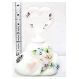 Fenton white signed perfume bottle w heart stopper
