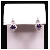 Pair amethyst dinner earrings, lab created