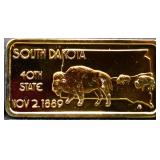 1 troy ounce South Dakota state silver bar