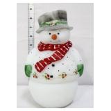 Fenton white satin snowman fairy lamp w/ red scarf