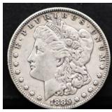 1885 Morgan silver dollar