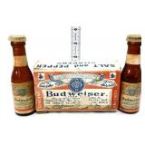 Pair vntg Budweiser salt/pepper shakers w/ box