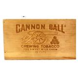 Vntg wood Cannon Ball Chewing Tobacco box
