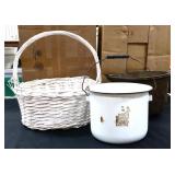 2 piece estate lot inc wicker basket