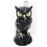 Fenton black Halloween owl with spiderwebs