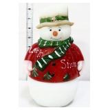 Fenton white satin snowman Let It Snow fairy lamp
