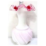 Fenton 7in peach crest vase