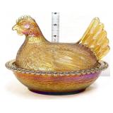 Vintage iridescent carnival hen on nest
