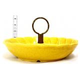 Vintage yellow scalloped dish w/ center handle