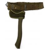 Vintage hatchet with military style belt
