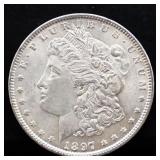 1897 Morgan silver dollar