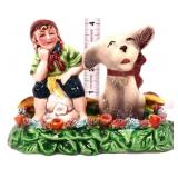 Vntg figural boy & dog salt & pepper set