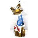 Fenton 12in brown patriotic happy cat figure