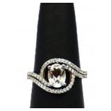 Sterling oval cut white sapphire ring, lab created