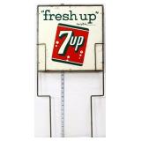 Vntg 14x14 7Up sign w/ frame, 14.75x31 overall