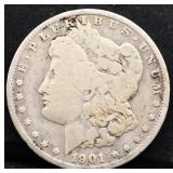 1901O Morgan silver dollar