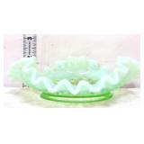 Fenton mist green opalescent hobnail bonbon dish