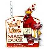 Die cut FOC Malt Duck liquor adv