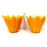 Pair of yellow/orange vntg vases
