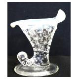 Fenton opalescent hobnail cornucopia vase