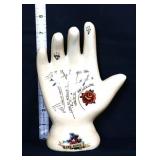 7in palmistry hand w/ bird & flowers