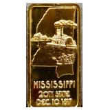 1 troy ounce Mississippi state silver bar