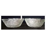 4 vntg clear pineapple floral 7.5in bowls